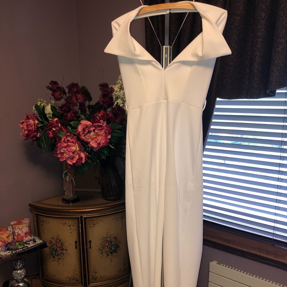 70’s Look White Halter Jumpsuit